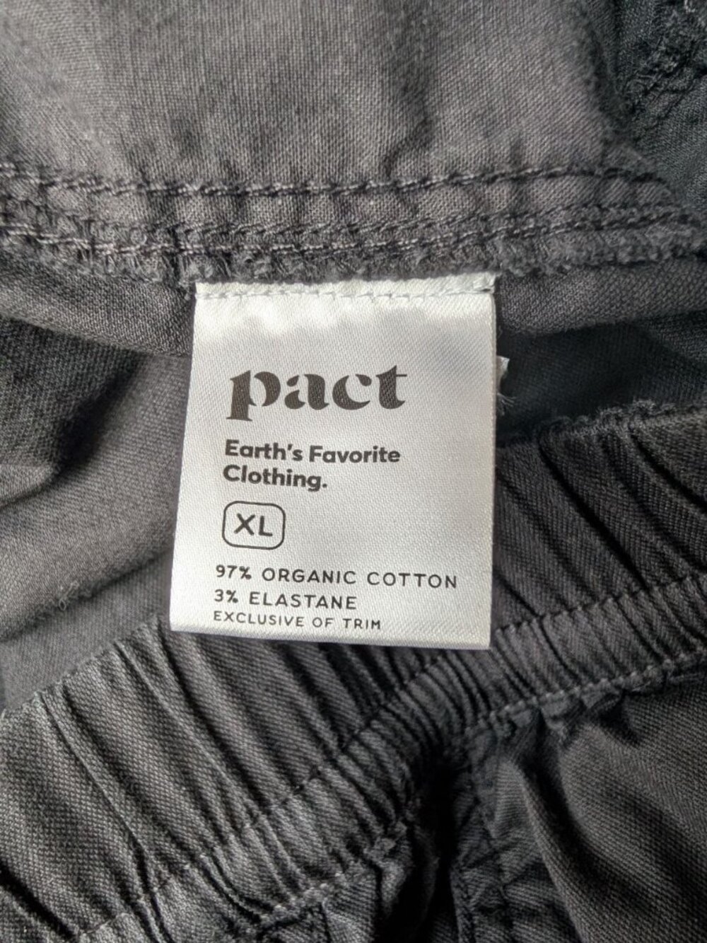Pact Organic Cotton Pants Women XL Black Pull-On Elastic Waist Lounge Casual - Picture 6 of 6